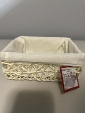 Small White Wicker Basket 6x8x3.25 Cloth Liner