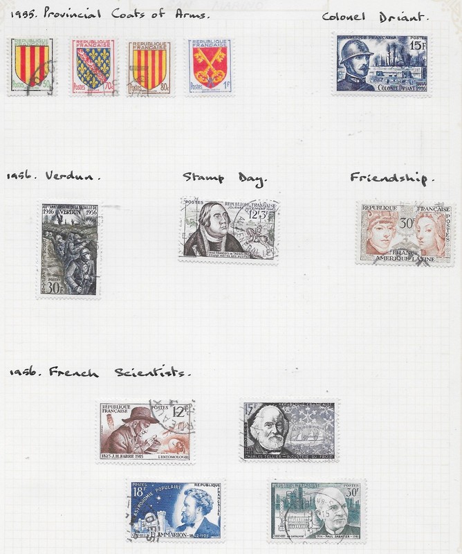 12 France Stamps from Quality Old Antique Album 1955-1956