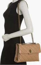 NWT KURT GEIGER LONDON Leather Soho Quilted Shoulder Bag in Camel 