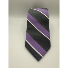 Esquire Striped Necktie Purple Gray White Sil...