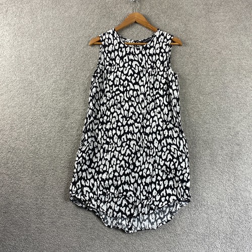 Decjuba Mini Dress Size 8 Paisley Black White Shift Sleeveless Party Cocktail