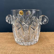 VINTAGE PASABAHCE CUT CRYSTAL GLASS CHAMPAGNE ICE BUCKET WITH HANDLES