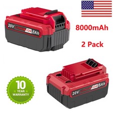 2 Pack High-Output 8.0Ah 20V Lithium Battery for Porter Cable PCC640 PCC601