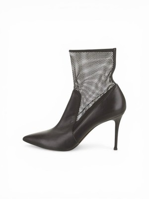 Gianvito Rossi Black Leather Mesh Ankle Boot Size 37 US 7