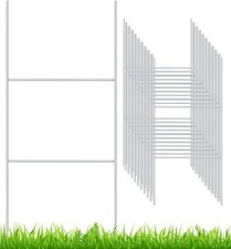 20 Pack Yard Sign Stakes Metal, 18'' x 7'' H Frame Wire for sliver
