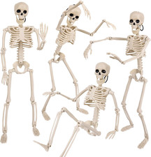 4PCS Halloween Skeleton Decorations, 16" Halloween Full Body Mini Skeleton with
