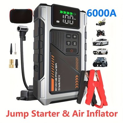 12000mAh Jump Starter Power Pack, 6000A Car Battery Booster 12V Jump Starter