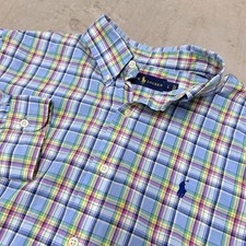 Polo Ralph Lauren Blue Plaid Button Up Shirt Large Long Sleeve