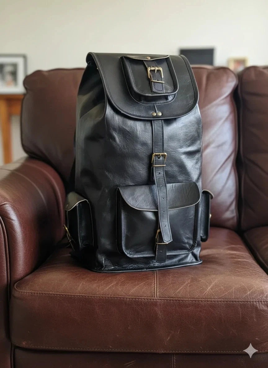 20" Goat Leather Vintage Laptop Bag Backpack Gym Black
Opens in a new window or tab