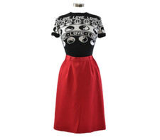 70s Vintage Bright Red High Waist A Line Skirt Womens 2 Panther