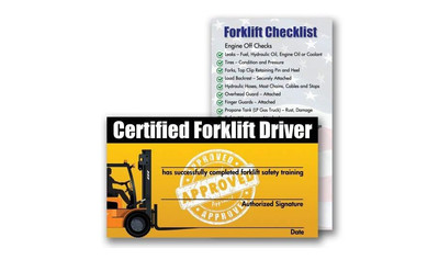 Forklift Certification Training Cards (Package of 10) - Certified Forklift Drive