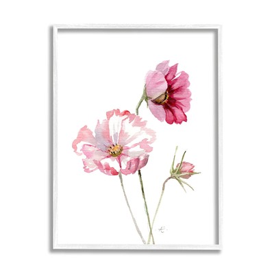 Pink Cosmo Spring Bloom Floral, Designed by Verbrugge Watercolor White Framed...