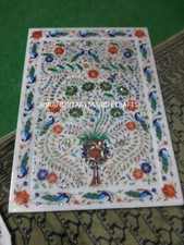 12"x18" Marble Big Inlay Tray Serving Dishes Peacocks Parrots Kitchen Gift Decor