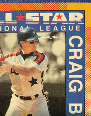 ナンバーナイン カラビナ ブラック カート 1990 Topps Craig Biggio ERROR PARTIAL BLACKLESS STREAKS From NNOF