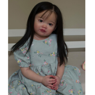 30'' Realistic Reborn Baby Doll Toddler Girl Hand-Rooted Hair Handmade Painted