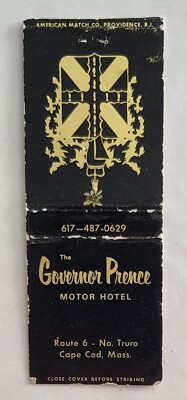 Vintage Matchbook Cover....The Governor Prence Motor Hotel in Cape Cod, MA