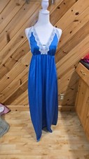 Vintage UNDERCOVER WEAR Size P S/M Blue Maxi Night Gown Slip USA MADE