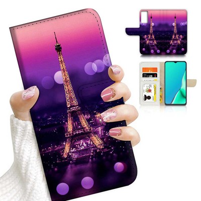 ( For Motorola Moto E13 ) Wallet Flip Case Cover AJ23550 Eiffel Tower Paris