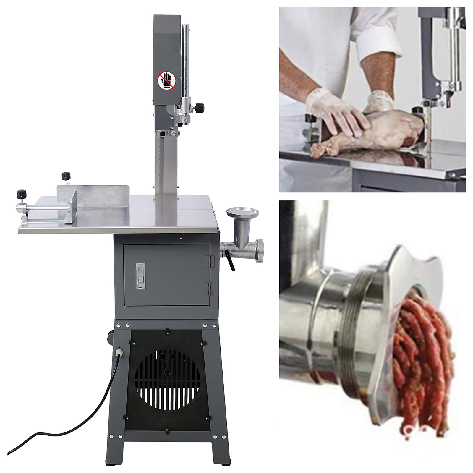 Electric Bone Cutting Bandsaw w/ Grinder Machine Butcher Saw Cutter & Grinding