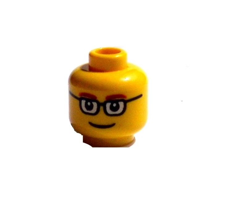 Lego 2x gelber Kopf mit Brille freundliches Gesicht und Augenbrauen Neu