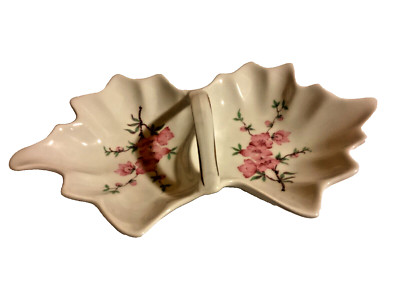 Vintage Mitterteich Bavaria Germany Dogwood Leaf Shape Dish - Center Handle