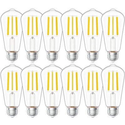 Sunco 12 Pack Vintage LED Edison Bulbs, 75W Equivalent 8.5W, 1000 LM Dimmable