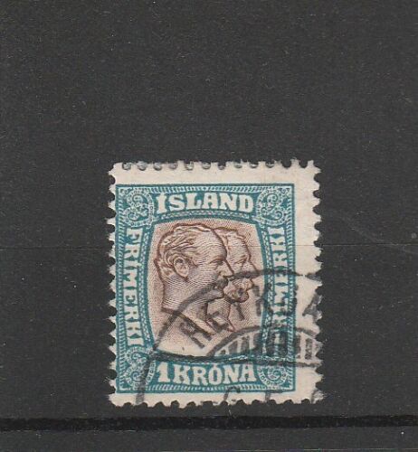 Island, Mi. Nr. 60 von 1907, gestempelt, Könige Christian u. Frederik, 1 Kr. - Afbeelding 1 van 2