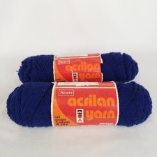 Vintage Sears 4 Ply 100 Acrylic Yarn Navy Blue Log of 2 1 Slightly Used
