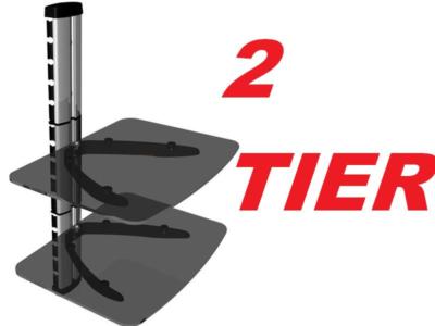 2 TIER SHELF For STB DVD Cable Box HD PS4 ATSC ANDROID TV WALL MOUNT BRACKET LCD