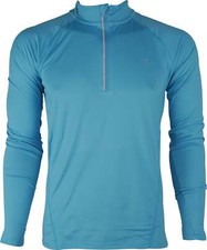 More Mile Vivid Mens Running Top Blue Long Sleeve Half Zip Run Hi Vis Reflective