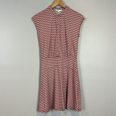 Boden Red Jersey Shirt Dress US Size 4 Cap Sleeve Buttoned Bodice UK size 8  | eBay