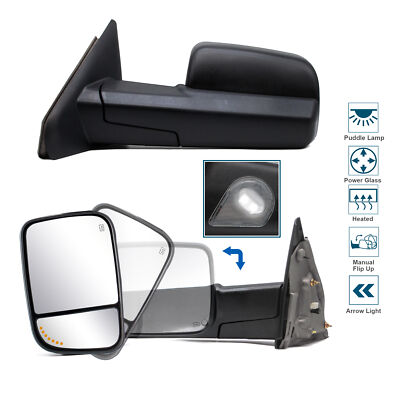Towing Mirrors Fit 2002-08 Dodge Ram 1500 03-09 2500 Power Heat Arrow Signal