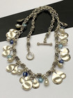 Michael Dawkins Sterling Silver Cultured Pearls Blue Stones Beads Necklace