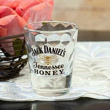 Jack Daniel's Honey Whiskey Faceted Glass Shot Glass Bee Logo Made in Italy