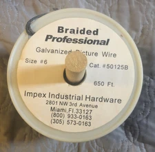 PICTURE WIRE galvanized braided size 6 Professional 5lbs spool arts crafts 50123