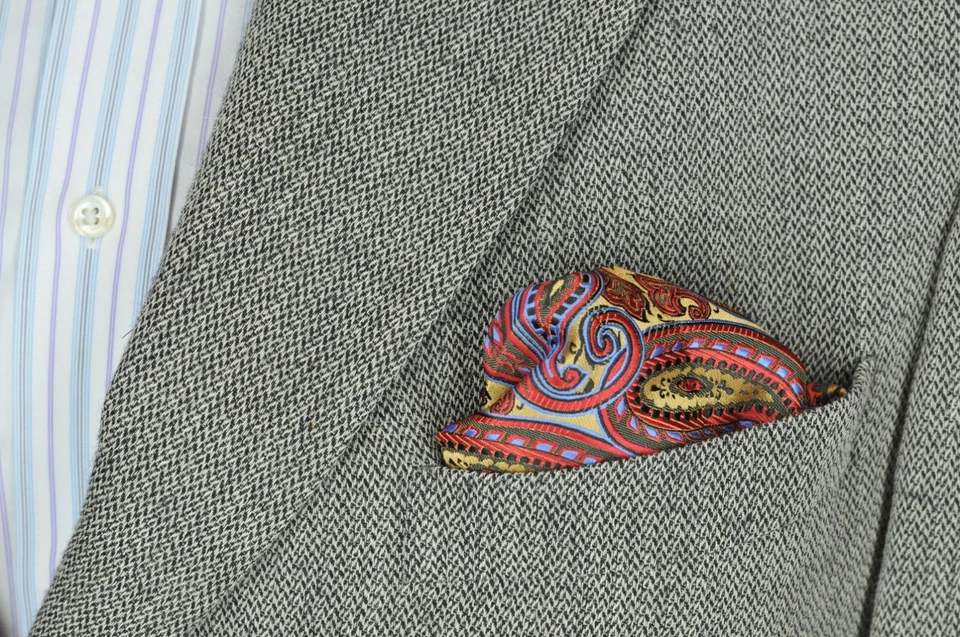 Lord R Colton Masterworks Pocket Square - Autumn Gold & Red Silk - $75 New - Image 3 of 3