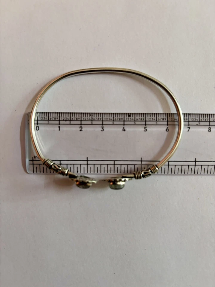 Handmade Cuff Bangle Bracelet Jewelry German Silver, Natural Labradorite, 1 - Image 4 of 4