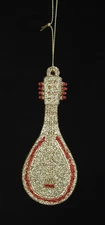 KURT S. ADLER GOLD & RED GLITTER MANDOLIN MUSICAL INSTRUMENT CHRISTMAS ORNAMENT