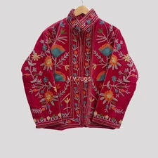Vintage Suzani Jacket Colorful Embroidered Coat Boho Chic Clothing