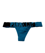 Victoria's Secret PINK Seamless Thong Panty Teal Logo