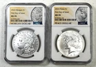 2023 Morgan Peace Silver Dollar 2PC NGC MS70 FIRST DAY OF ISSUE FDOI
