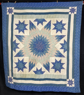 Vintage Handarbeit Epic Star of Bethlehem Muster Multicolor Quilt 93,3x83,4 Zoll