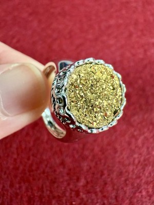 HSE  KP  imposanter Ring mit Achat-Druse Gold 925er Silber rhod. ca 5,2 ct RW 17