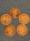 (5) Silver Barber Dimes 1910, 1912p&d, 1913,1914