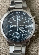 Seiko Chronograph Solar Men's Watch Used Wristwatch Pre-Owned Japan Brand