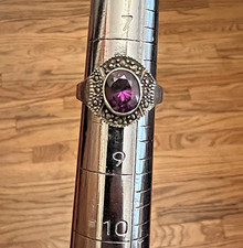 Vintage 925 Sterling Silver Amethyst  Marcasite Ring Size 8