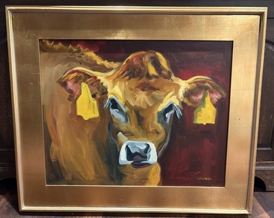 Diane Whitehead Cow Original Oil On Canvas 24 By 30-selling unframed.