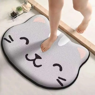 Weiche saugfähige und rutschfeste Fußmatte Katzenform 50x80cm