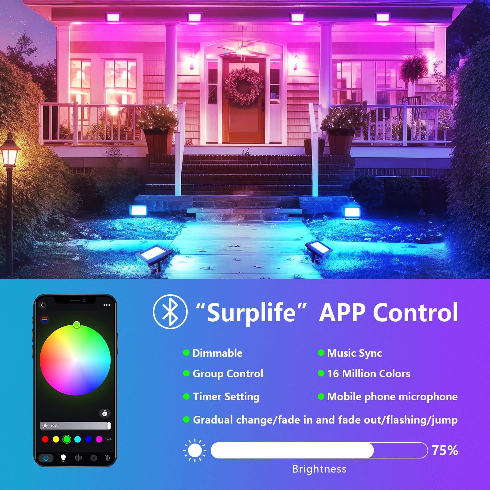 Faretto Led Rgb 2 Faretti LED Esterni RGB 15W - Proiettori Impermeabili IP65 Con Telecomando RF Per Giardino E Feste Lampada Rgb