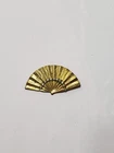 Vintage Miriam Haskell Faux Baroque Pearl Gold Tone Fan Brooch Pin Signed